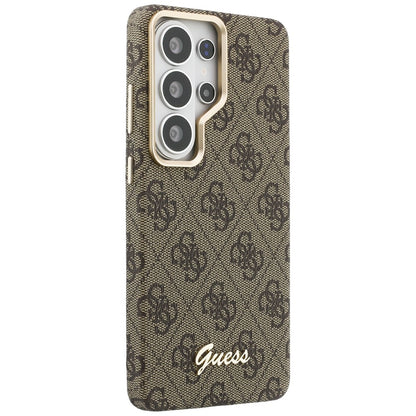 Custodia MagSafe per Samsung Galaxy S26 Ultra S948, Guess, 4G Script Logo, Marrone