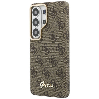 Custodia MagSafe per Samsung Galaxy S26 Ultra S948, Guess, 4G Script Logo, Marrone