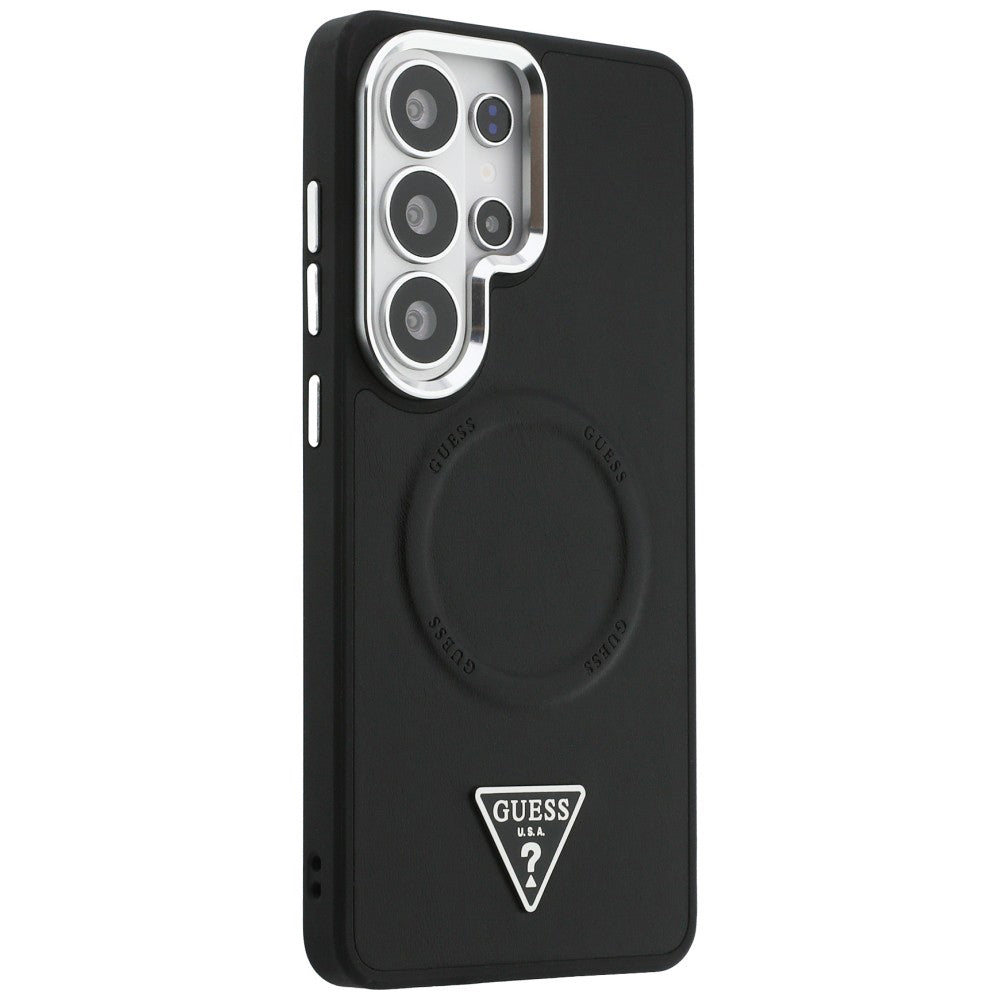 Custodia MagSafe per Samsung Galaxy S26 Ultra S948, Guess, Embossed Ring Triangle Logo, Nera