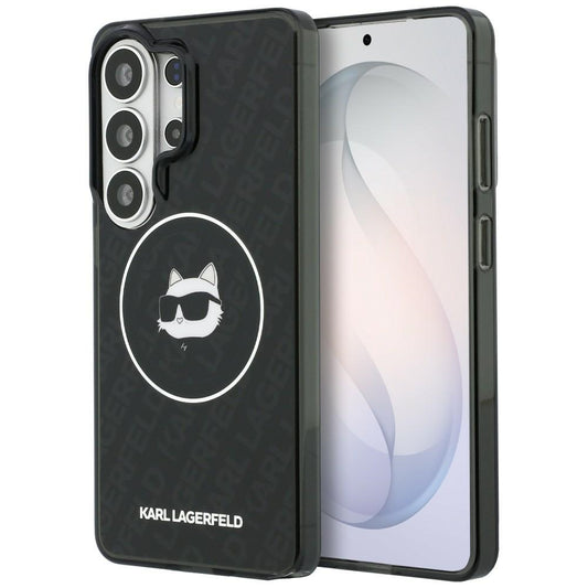 Custodia MagSafe per Samsung Galaxy S26 Ultra S948, Karl Lagerfeld, IML Choupette Head on KL Repeated Logo, Nera