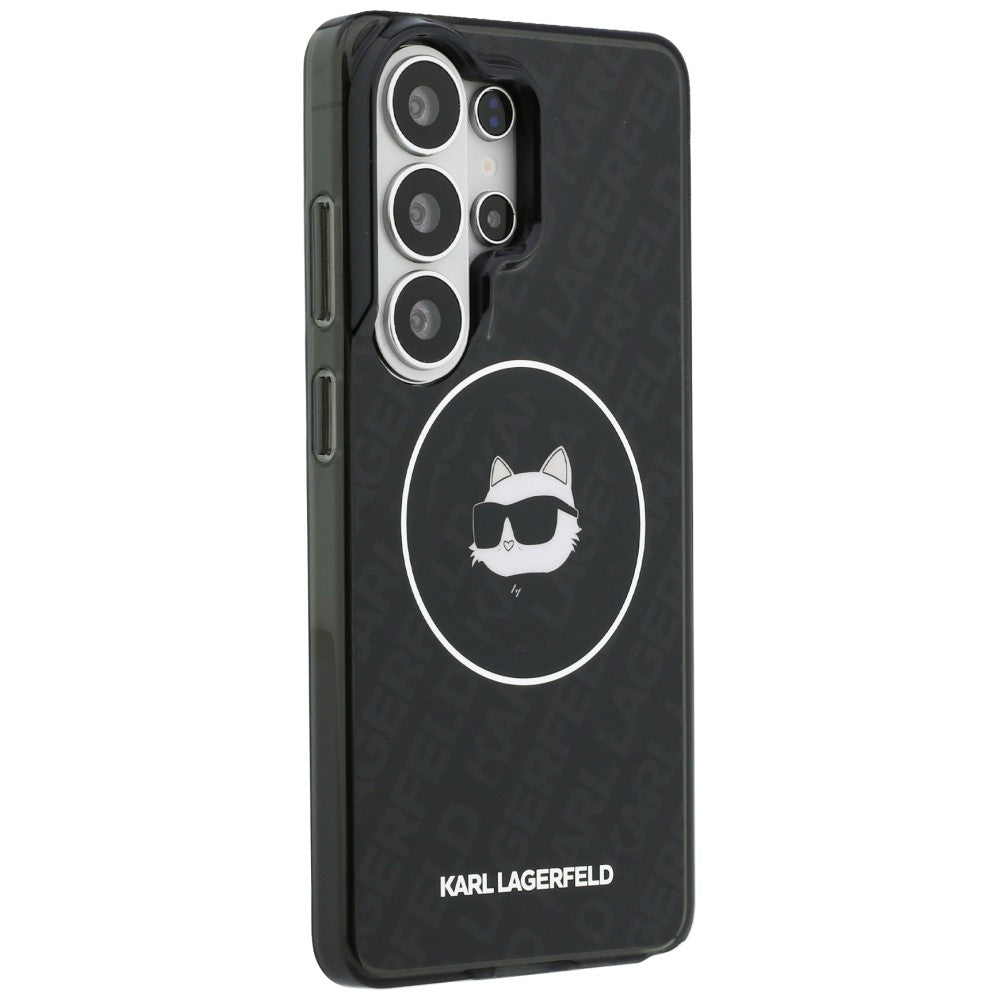 Custodia MagSafe per Samsung Galaxy S26 Ultra S948, Karl Lagerfeld, IML Choupette Head on KL Repeated Logo, Nera