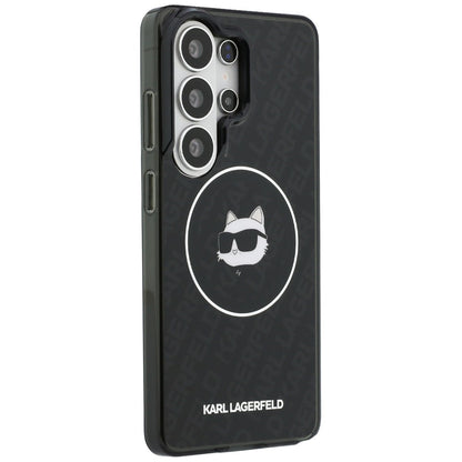 Custodia MagSafe per Samsung Galaxy S26 Ultra S948, Karl Lagerfeld, IML Choupette Head on KL Repeated Logo, Nera