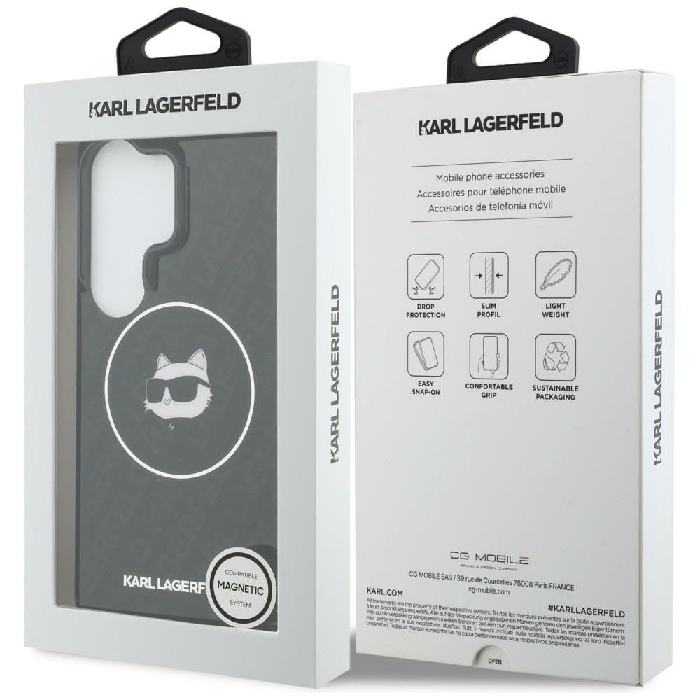 Custodia MagSafe per Samsung Galaxy S26 Ultra S948, Karl Lagerfeld, IML Choupette Head on KL Repeated Logo, Nera