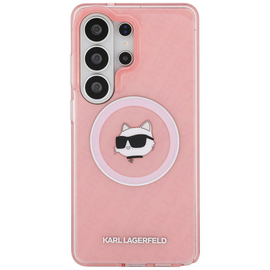 Custodia MagSafe per Samsung Galaxy S26 Ultra S948, Karl Lagerfeld, IML Choupette Head on KL Repeated Logo, Rosa