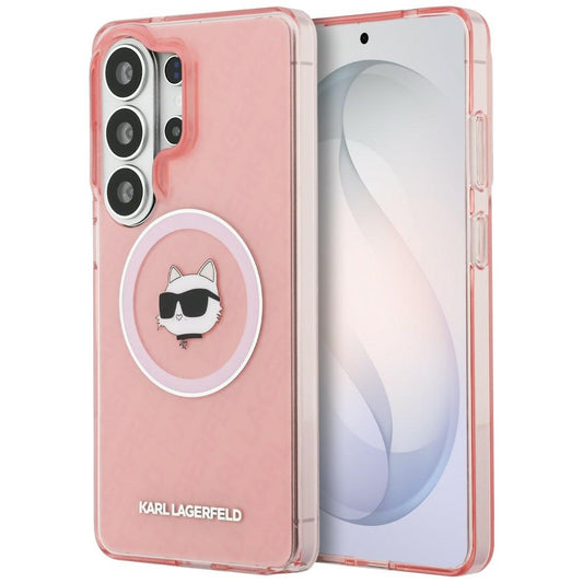 Custodia MagSafe per Samsung Galaxy S26 Ultra S948, Karl Lagerfeld, IML Choupette Head on KL Repeated Logo, Rosa