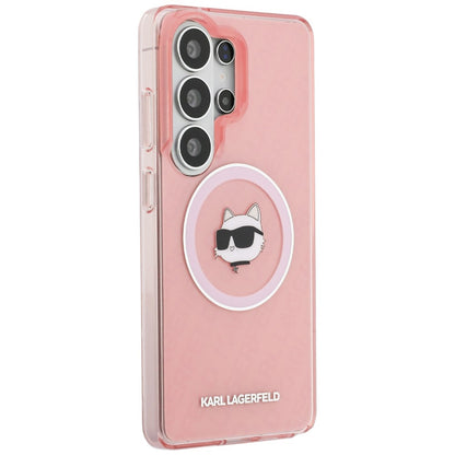 MagSafe Case for Samsung Galaxy S26 Ultra S948, Karl Lagerfeld, IML Choupette Head on KL Repeated Logo, Pink