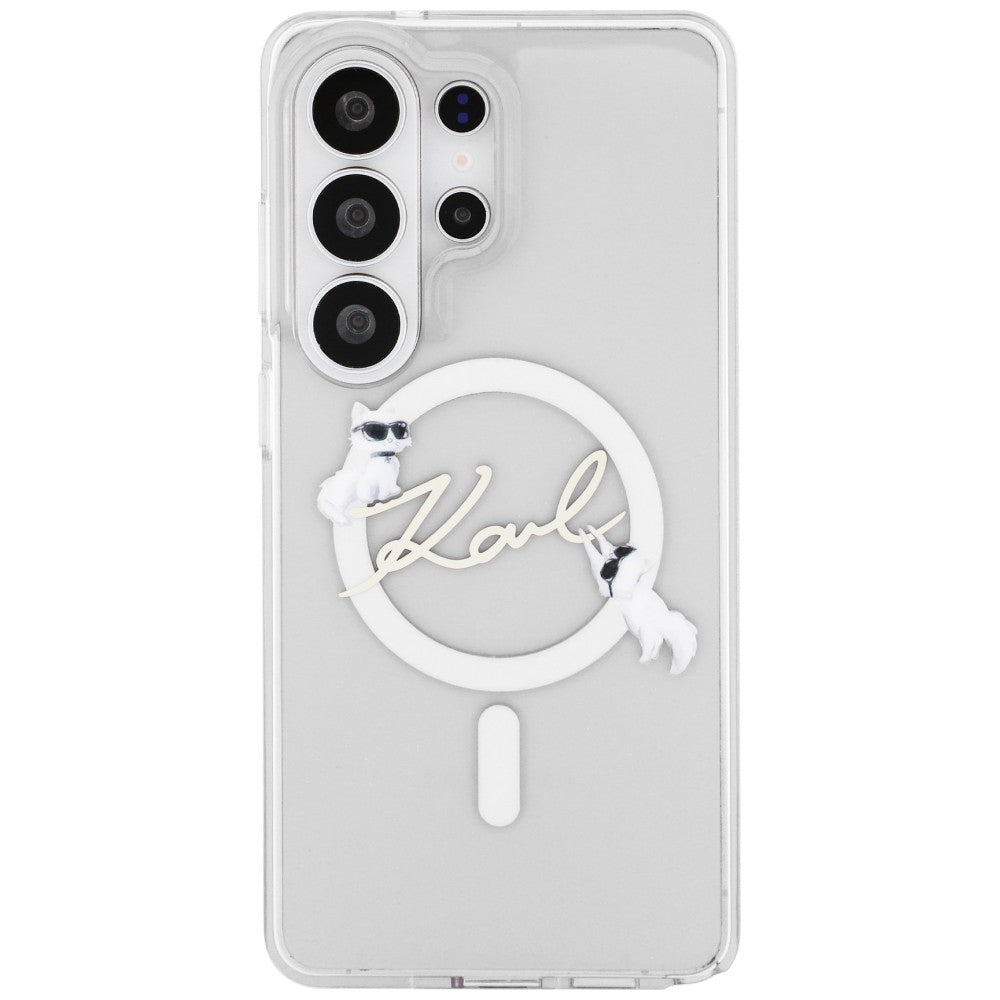 Custodia MagSafe per Samsung Galaxy S26 Ultra S948, Karl Lagerfeld, IML Choupette Karl Script Logo, Bianca.