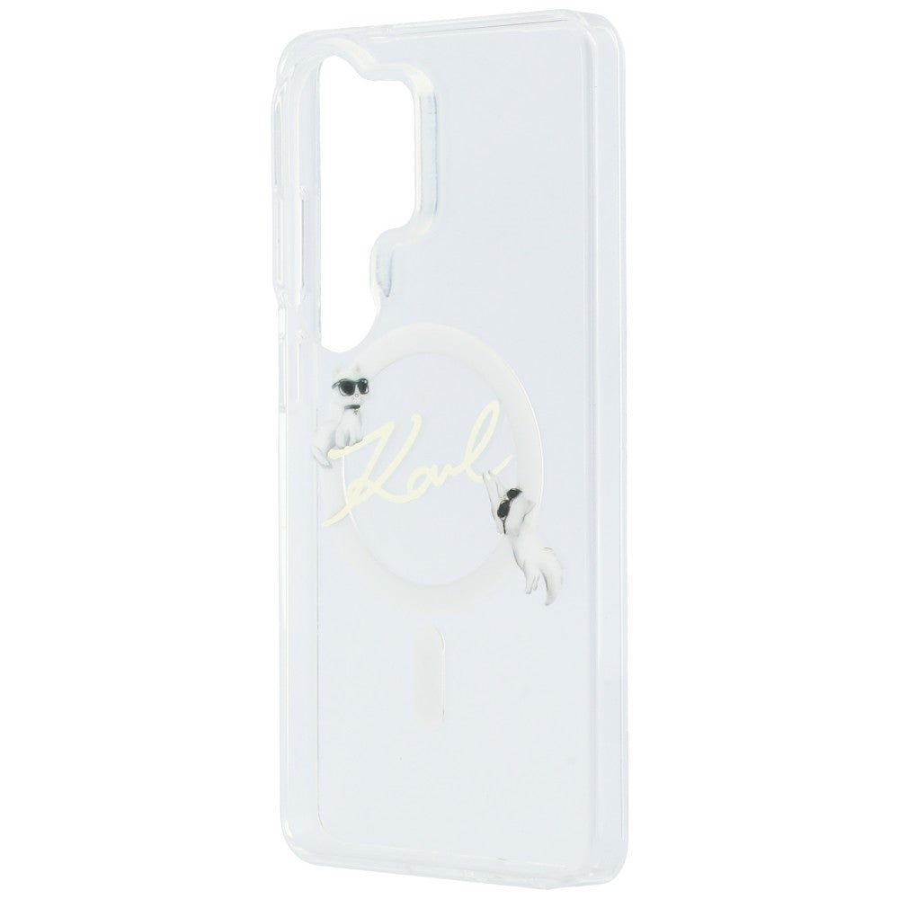 Custodia MagSafe per Samsung Galaxy S26 Ultra S948, Karl Lagerfeld, IML Choupette Karl Script Logo, Bianca.