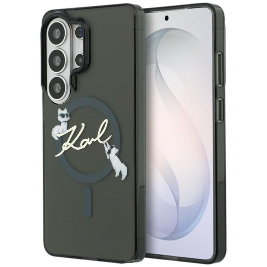 Custodia MagSafe per Samsung Galaxy S26 Ultra S948, Karl Lagerfeld, IML Choupette Karl Script Logo, Nera