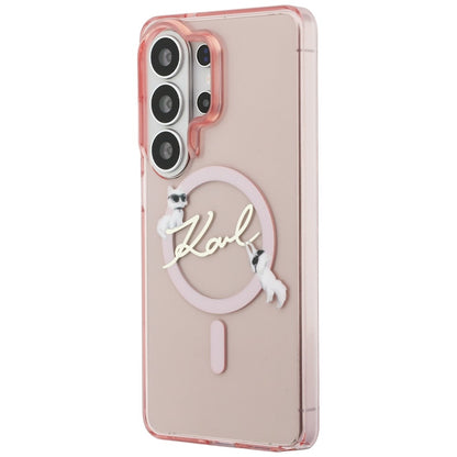 Custodia MagSafe per Samsung Galaxy S26 Ultra S948, Karl Lagerfeld, IML Choupette Karl Script Logo, Rosa