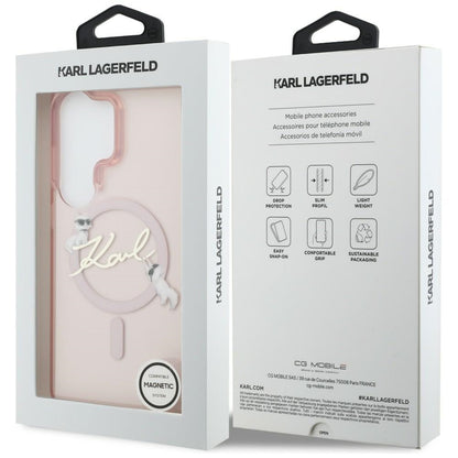 Custodia MagSafe per Samsung Galaxy S26 Ultra S948, Karl Lagerfeld, IML Choupette Karl Script Logo, Rosa