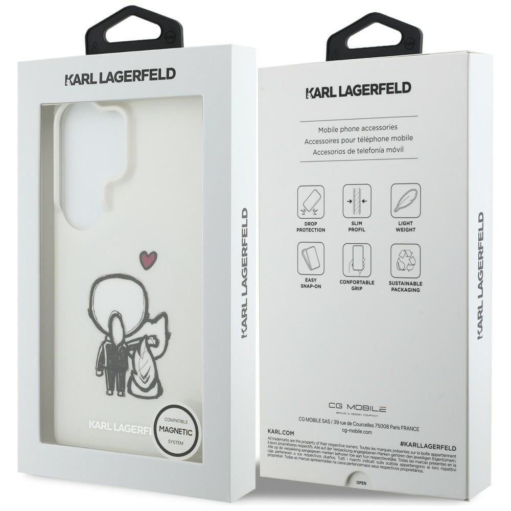Custodia MagSafe per Samsung Galaxy S26 Ultra S948, Karl Lagerfeld, IML Karl & Choupette Back Logo, Bianca