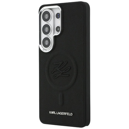 Custodia MagSafe per Samsung Galaxy S26 Ultra S948, Karl Lagerfeld, Initial Logo Debossed, Nera