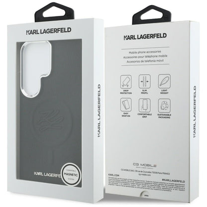 Custodia MagSafe per Samsung Galaxy S26 Ultra S948, Karl Lagerfeld, Initial Logo Debossed, Nera