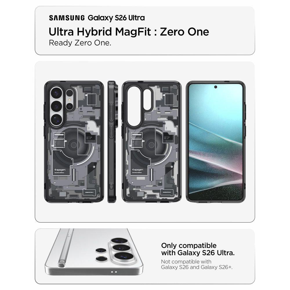 MagSafe Case for Samsung Galaxy S26 Ultra S948, Spigen, Ultra Hybrid Zero One, Black ACS10682
