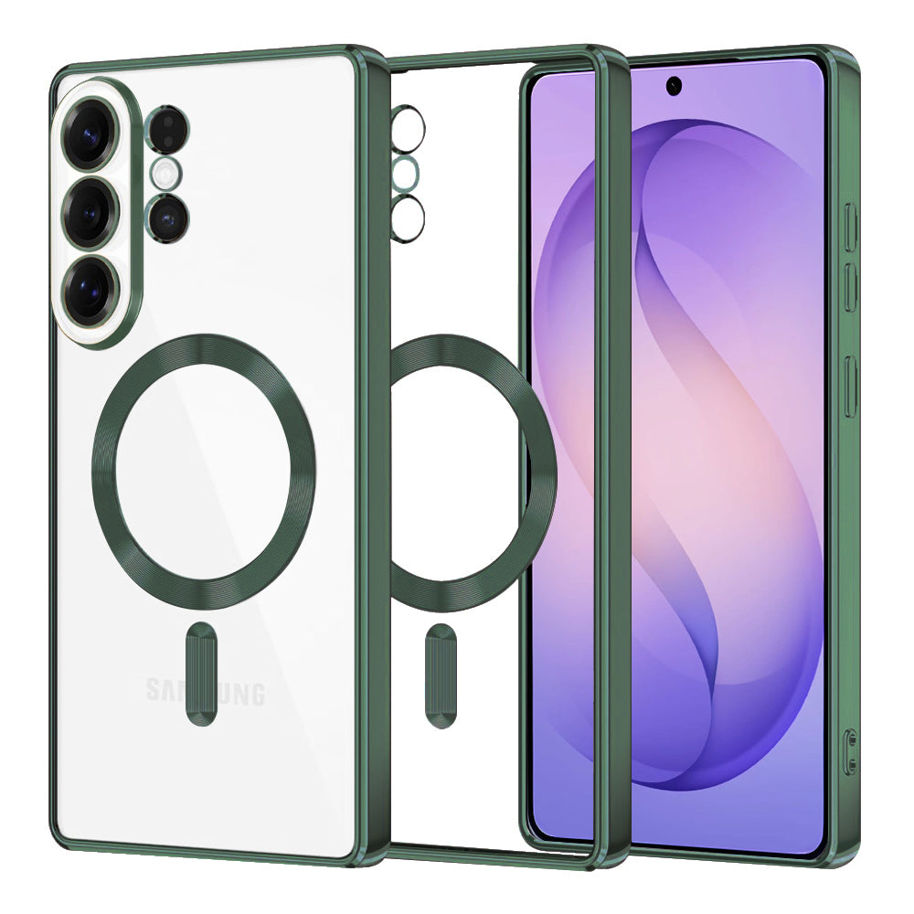 MagSafe Case for Samsung Galaxy S26 Ultra, Techsuit, Luxury Crystal, Dark Green