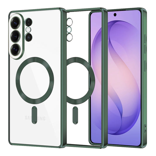 Custodia MagSafe per Samsung Galaxy S26 Ultra, Techsuit, Luxury Crystal, Verde Scuro