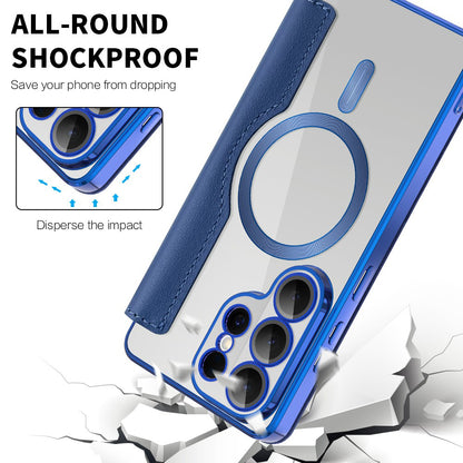 Custodia MagSafe per Samsung Galaxy S26 Ultra, Techsuit, SmartMag Book, Blu