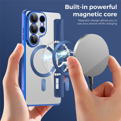 Custodia MagSafe per Samsung Galaxy S26 Ultra, Techsuit, SmartMag Book, Blu