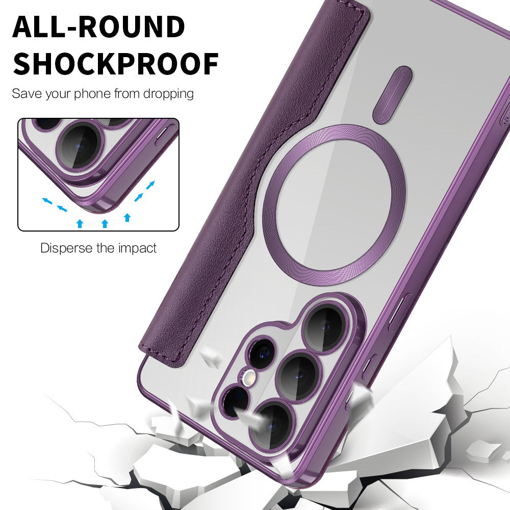 MagSafe Case for Samsung Galaxy S26 Ultra, Techsuit, SmartMag Book, Purple