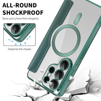 Custodia MagSafe per Samsung Galaxy S26 Ultra, Techsuit, SmartMag Book, Verde