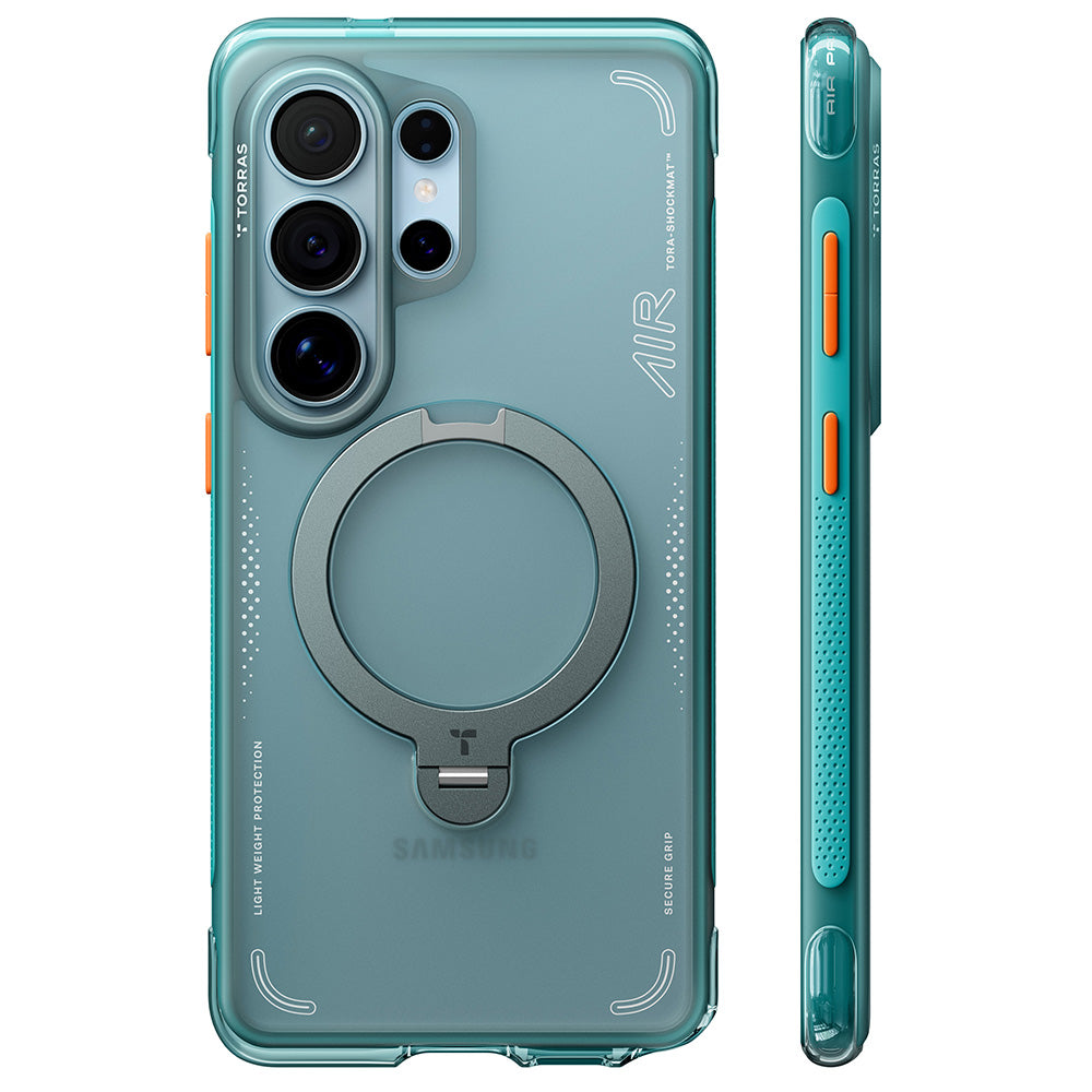 Custodia MagSafe per Samsung Galaxy S26 Ultra S948, Torras, Ostand Spin Air, Verde