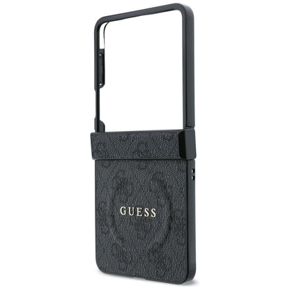 Custodia MagSafe per Samsung Galaxy Z Flip8 F776, Guess, 4G Leather Classic, Nera
