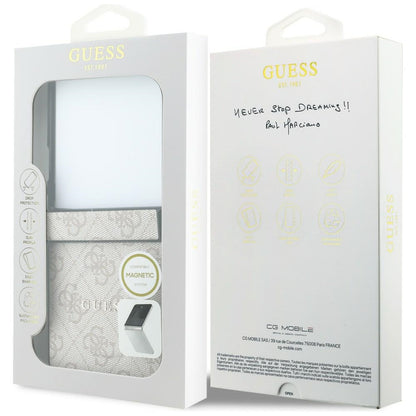 Custodia MagSafe per Samsung Galaxy Z Flip8 F776, Guess, 4G Leather Classic, Rosa