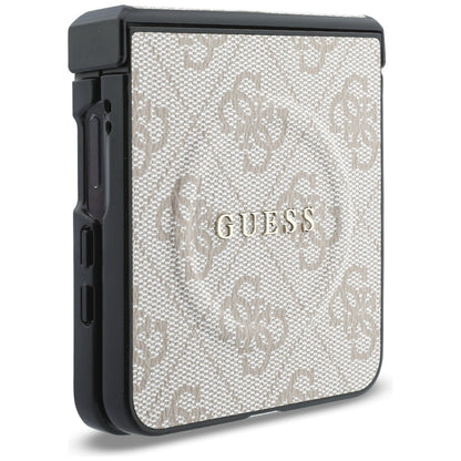 Custodia MagSafe per Samsung Galaxy Z Flip8 F776, Guess, 4G Leather Classic, Rosa