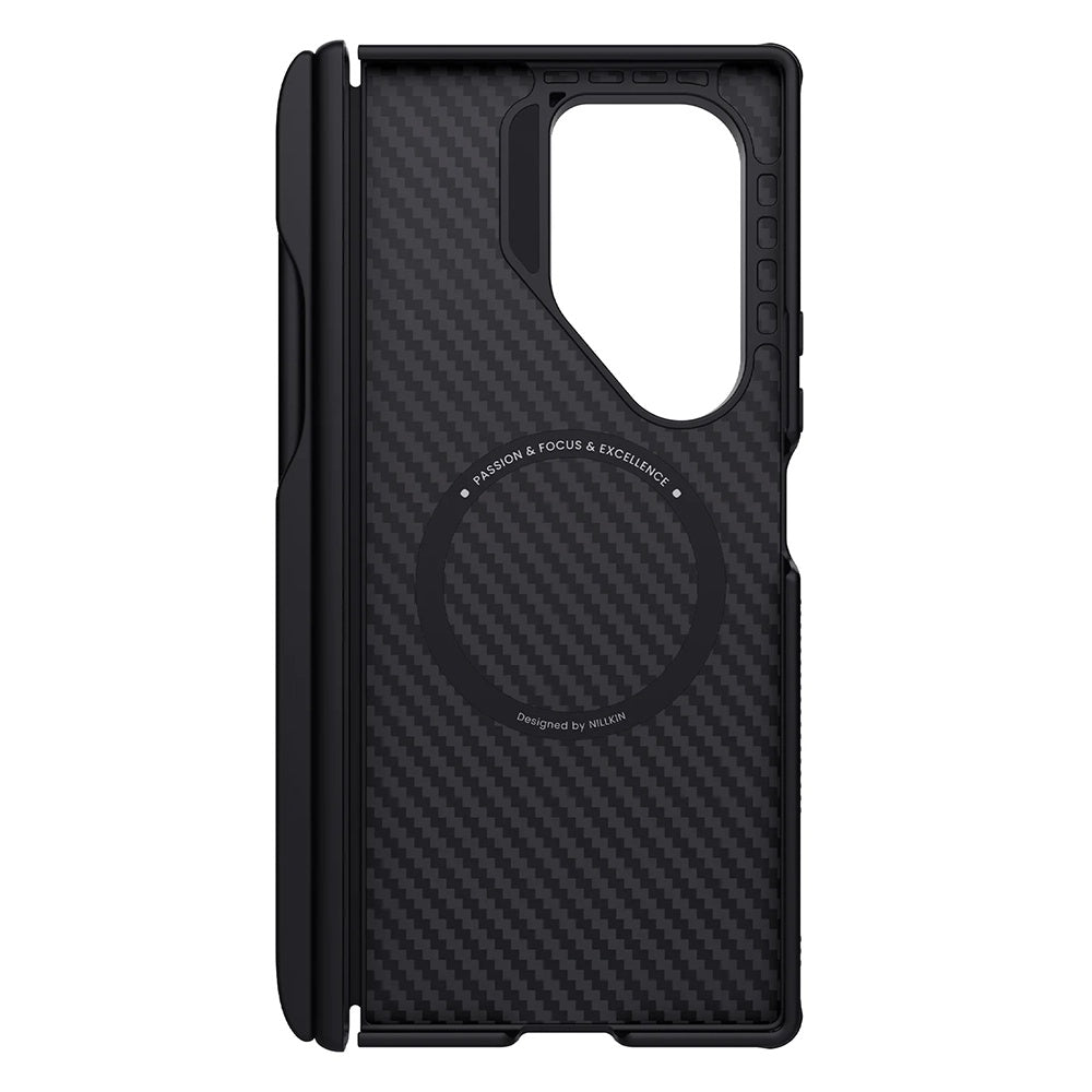 Custodia MagSafe per Samsung Galaxy Z Fold7 F966, Nillkin, Synthetic Fiber Pro con supporto per S-Pen, Nera