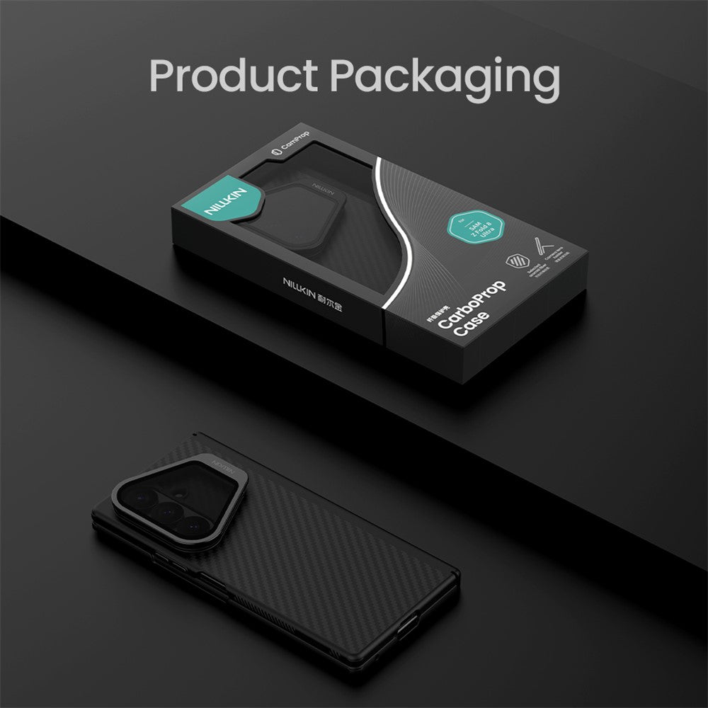 Custodia MagSafe per Samsung Galaxy Z Fold8 Ultra F976, Nillkin, CarboProp con copertura obiettivo nera trasparente, Nera