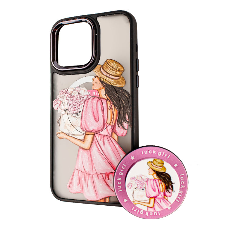 Custodia MagSafe per Xiaomi Redmi 10A / 9C, BOTER, MagPopsocket Luck Girl, Multicolore