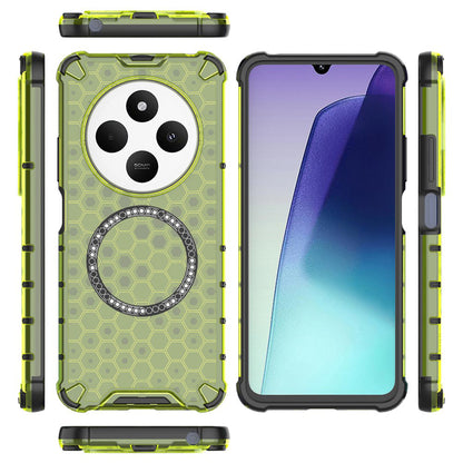 Custodia MagSafe per Xiaomi Poco C75 / Redmi 14C, Techsuit, HoneyComb Shield, Verde