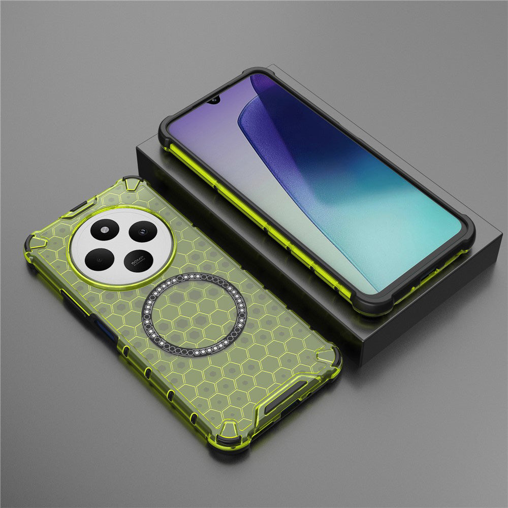 Custodia MagSafe per Xiaomi Poco C75 / Redmi 14C, Techsuit, HoneyComb Shield, Verde