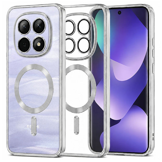 Custodia MagSafe per Xiaomi Poco M8 / Redmi Note 15 5G / Note 15 4G, Techsuit, Luxury Crystal, Argento