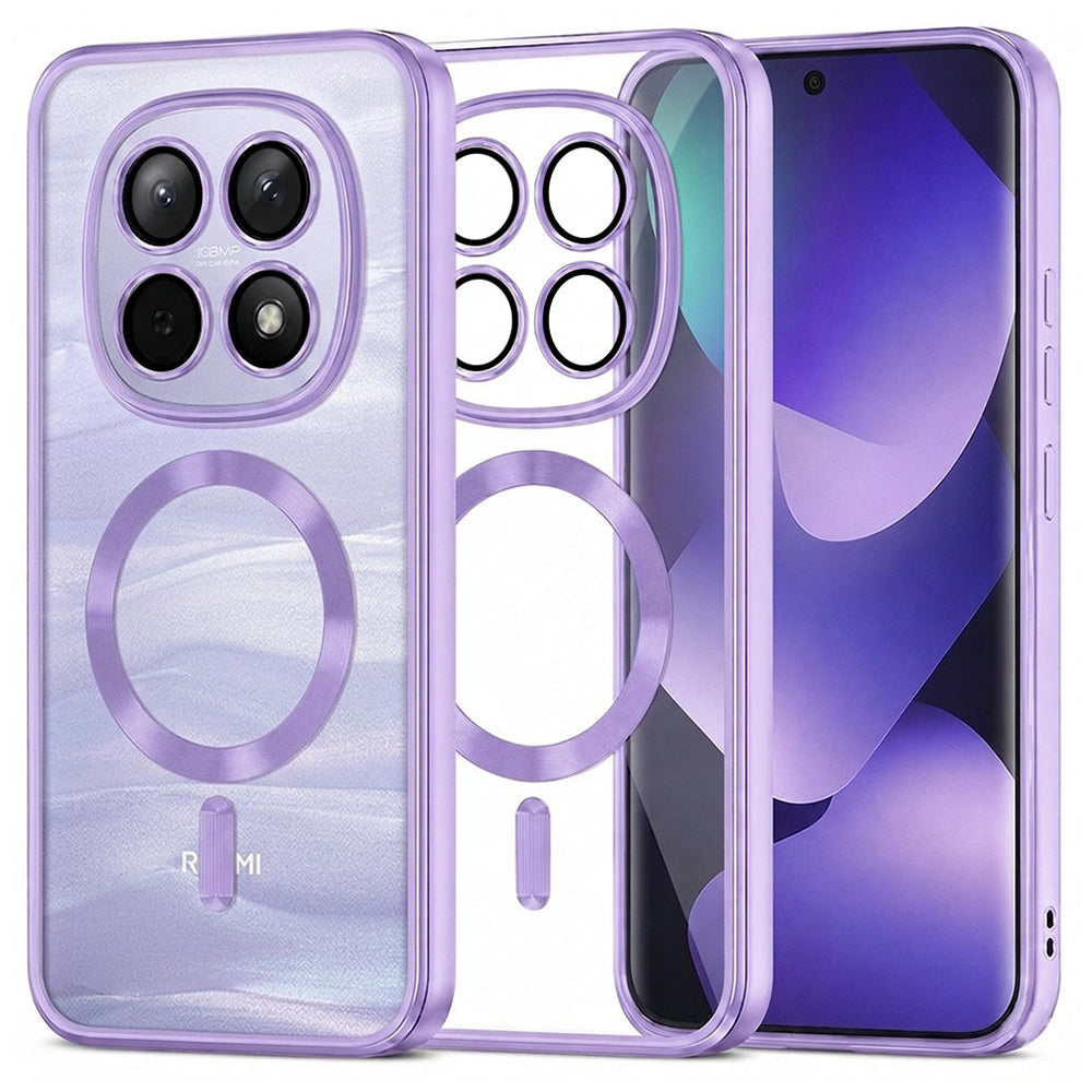 Custodia MagSafe per Xiaomi Poco M8 / Redmi Note 15 5G / Note 15 4G, Techsuit, Luxury Crystal, Viola Chiaro