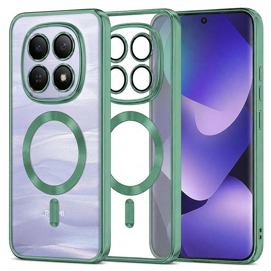 Custodia MagSafe per Xiaomi Poco M8 / Redmi Note 15 5G / Note 15 4G, Techsuit, Luxury Crystal, Verde Chiaro