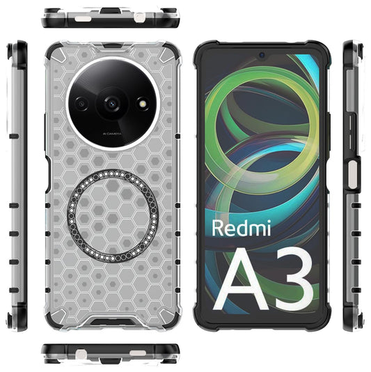 Custodia MagSafe per Xiaomi Redmi A3x / A3, Techsuit, HoneyComb Shield, Bianca