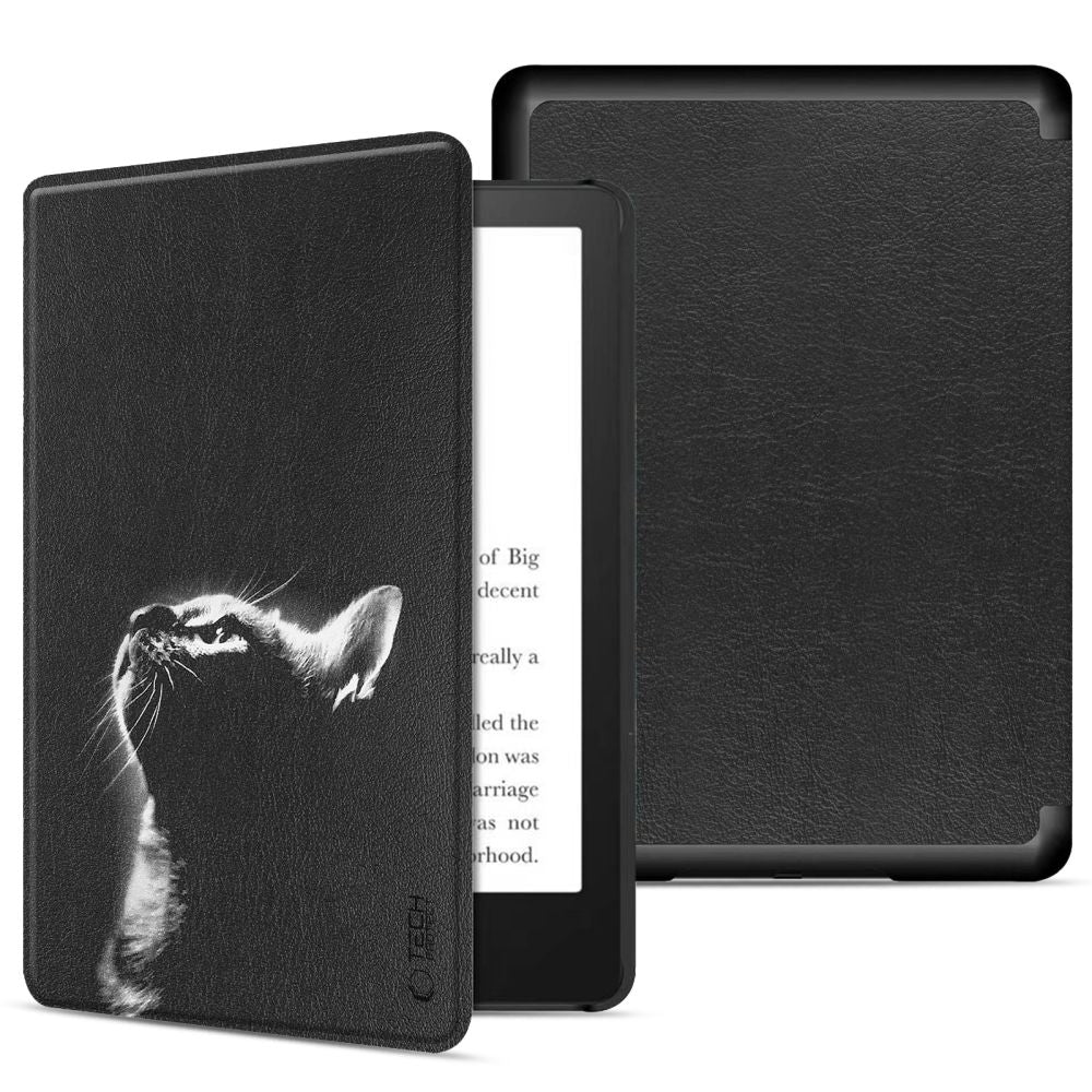 Custodia per Amazon Kindle Paperwhite da 6 pollici, Tech-Protect, SmartCase Cat, nero