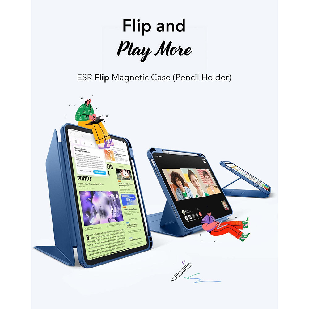 Custodia per Apple iPad (2025) / (2022), ESR, Flip Hybrid, Blu