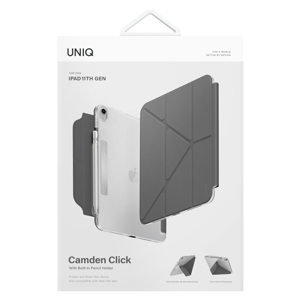 Custodia per Apple iPad (2025), UNIQ, Camden Click, Grigio