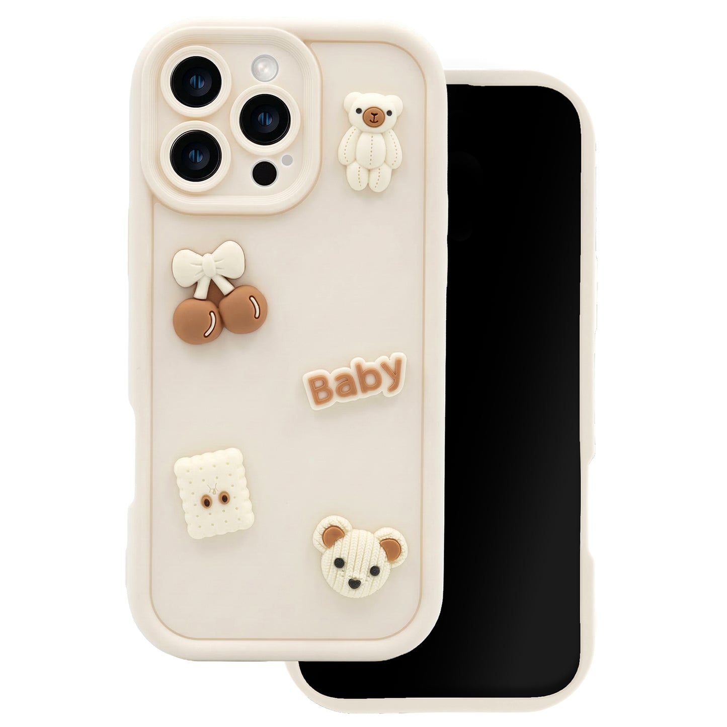 Custodia per Apple iPhone 14, OEM, Ultra Trendy 3D Bear, Beige