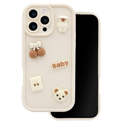 Custodia per Apple iPhone 14, OEM, Ultra Trendy 3D Bear, Beige