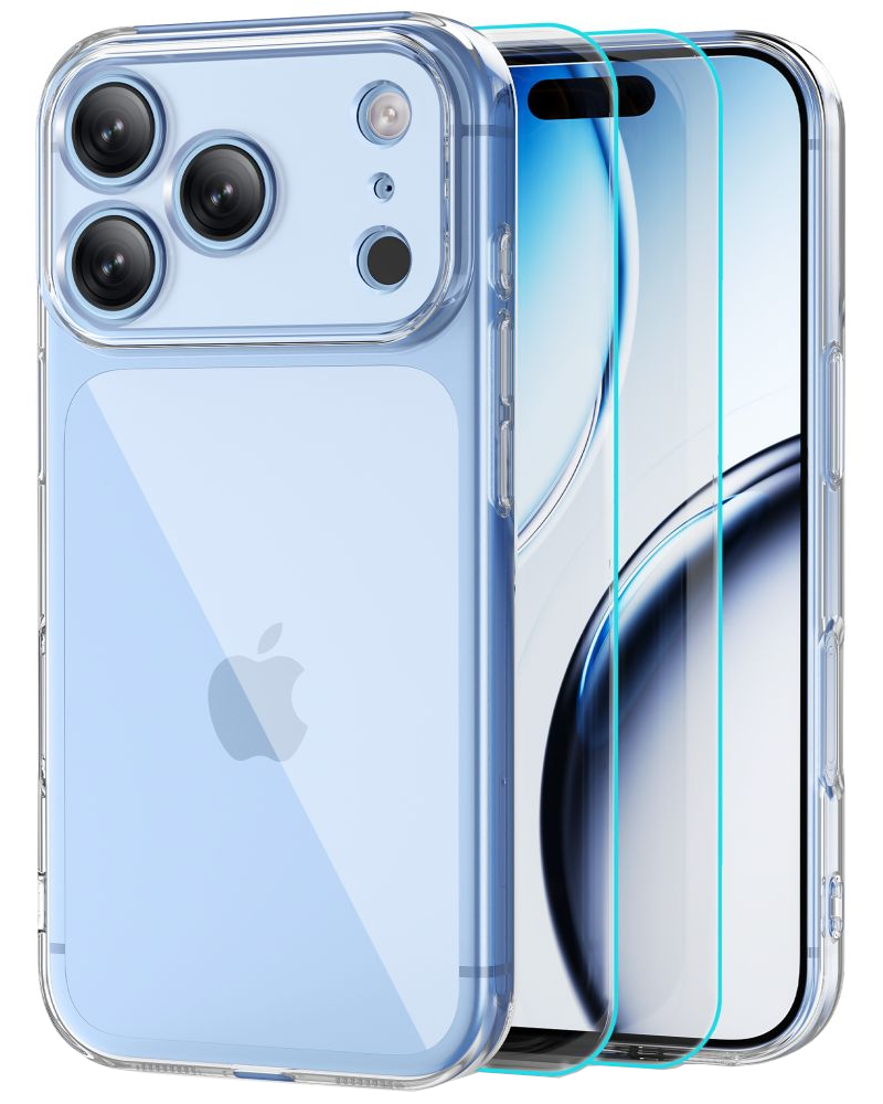 Custodia per Apple iPhone 18 Pro / 17 Pro, Tech-Protect, Flexair con protezione per schermo, Trasparente