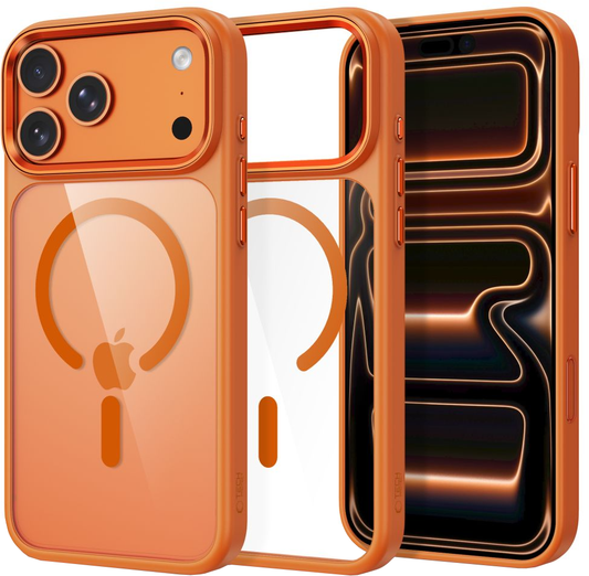 Custodia per Apple iPhone 18 Pro / 17 Pro, Tech-Protect, Magmat CC, Arancione Trasparente