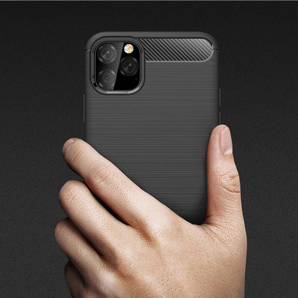 Custodia per Apple iPhone 11 Pro Max, Techsuit, Carbonio, Nera