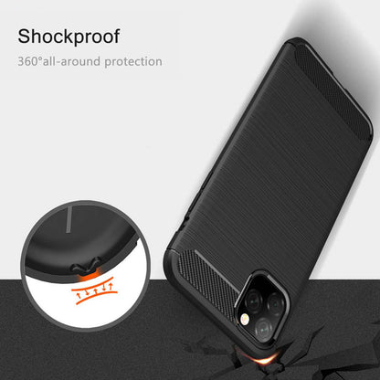 Custodia per Apple iPhone 11 Pro Max, Techsuit, Carbonio, Nera