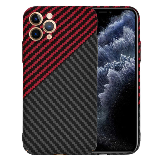 Custodia per Apple iPhone 11 Pro, Techsuit, Carbonite FiberShell, Nero Rosso