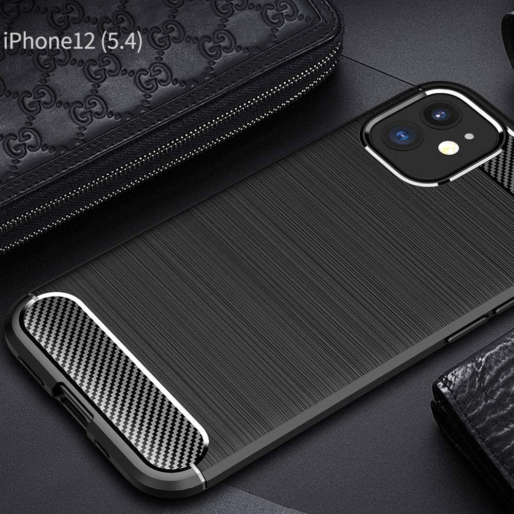 Custodia per Apple iPhone 12 mini, Techsuit, Carbonio, Nera