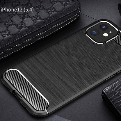 Custodia per Apple iPhone 12 mini, Techsuit, Carbonio, Nera
